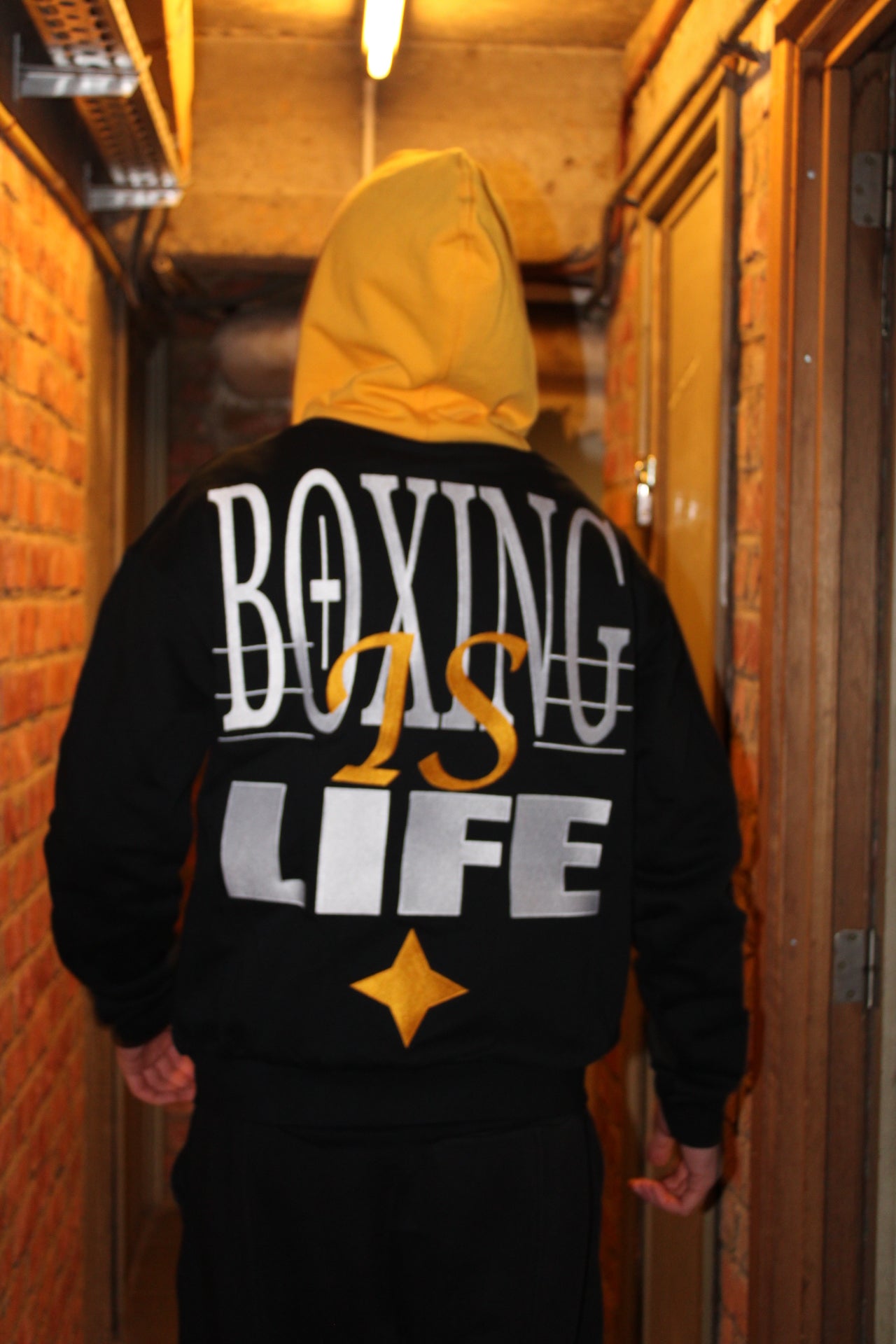 "Boxing is life" zip up yellow colorway